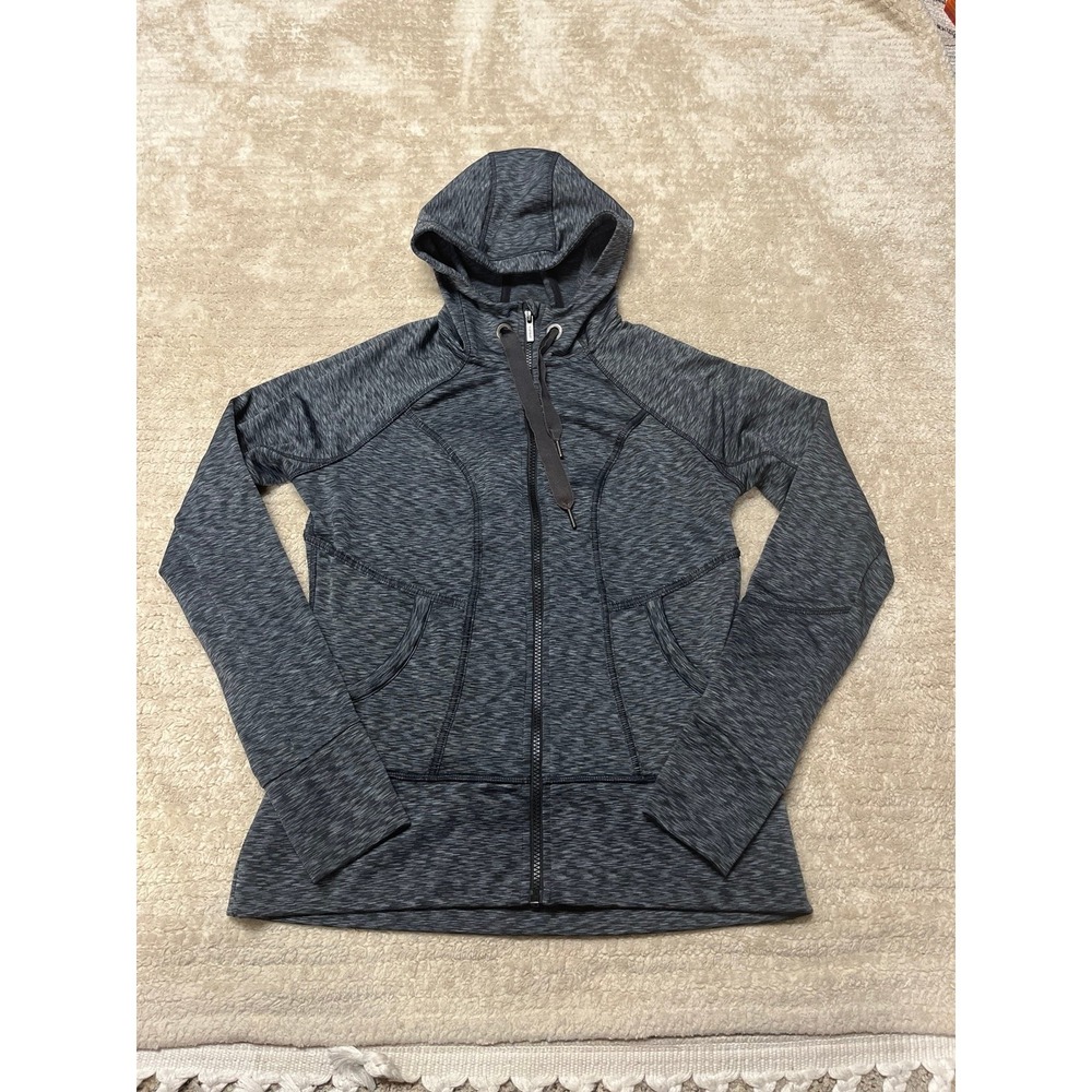 Athleta Luxe Stronger Space Dye Gray Full Zip Hoodie
Jacket Thumbholes Sz Medium